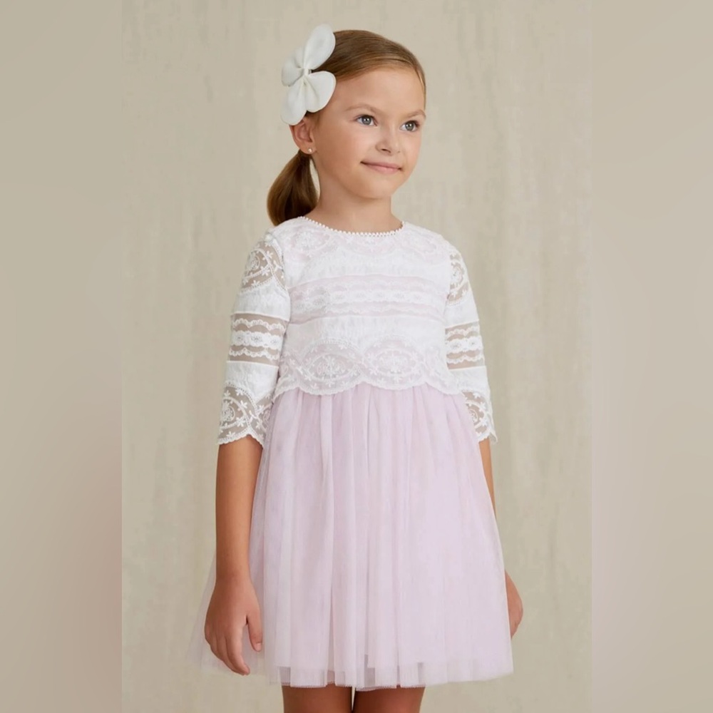 ABEL & LULA
GIRLS PINK TULLE & LACE DRESS Size 4   104 см